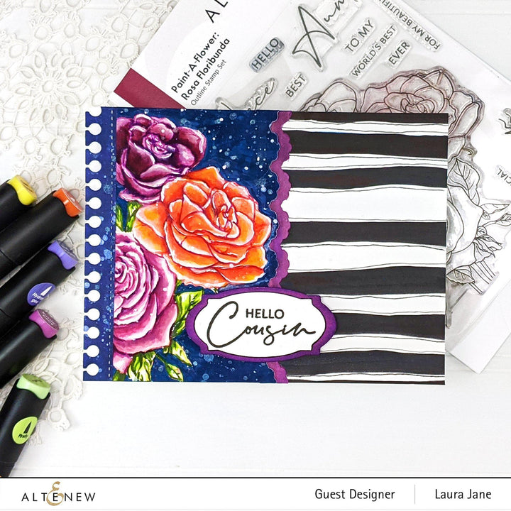 Clear Stamps Paint-A-Flower: Rosa Floribunda Outline Stamp Set