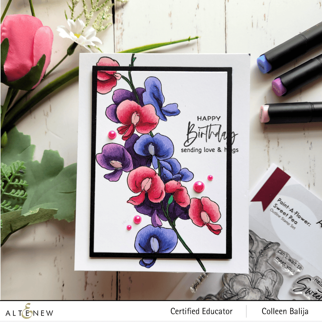 Clear Stamps Paint-A-Flower: Sweet Pea Outline Stamp Set