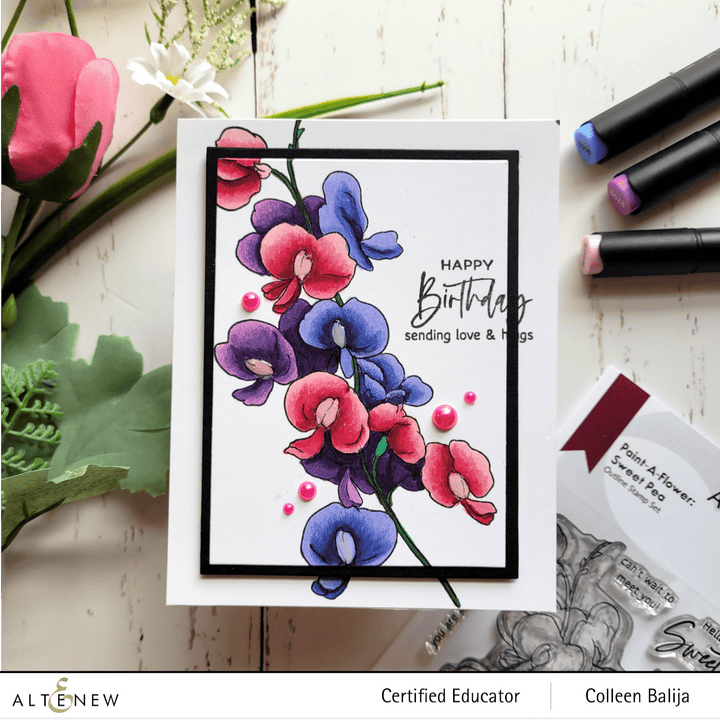 Clear Stamps Paint-A-Flower: Sweet Pea Outline Stamp Set