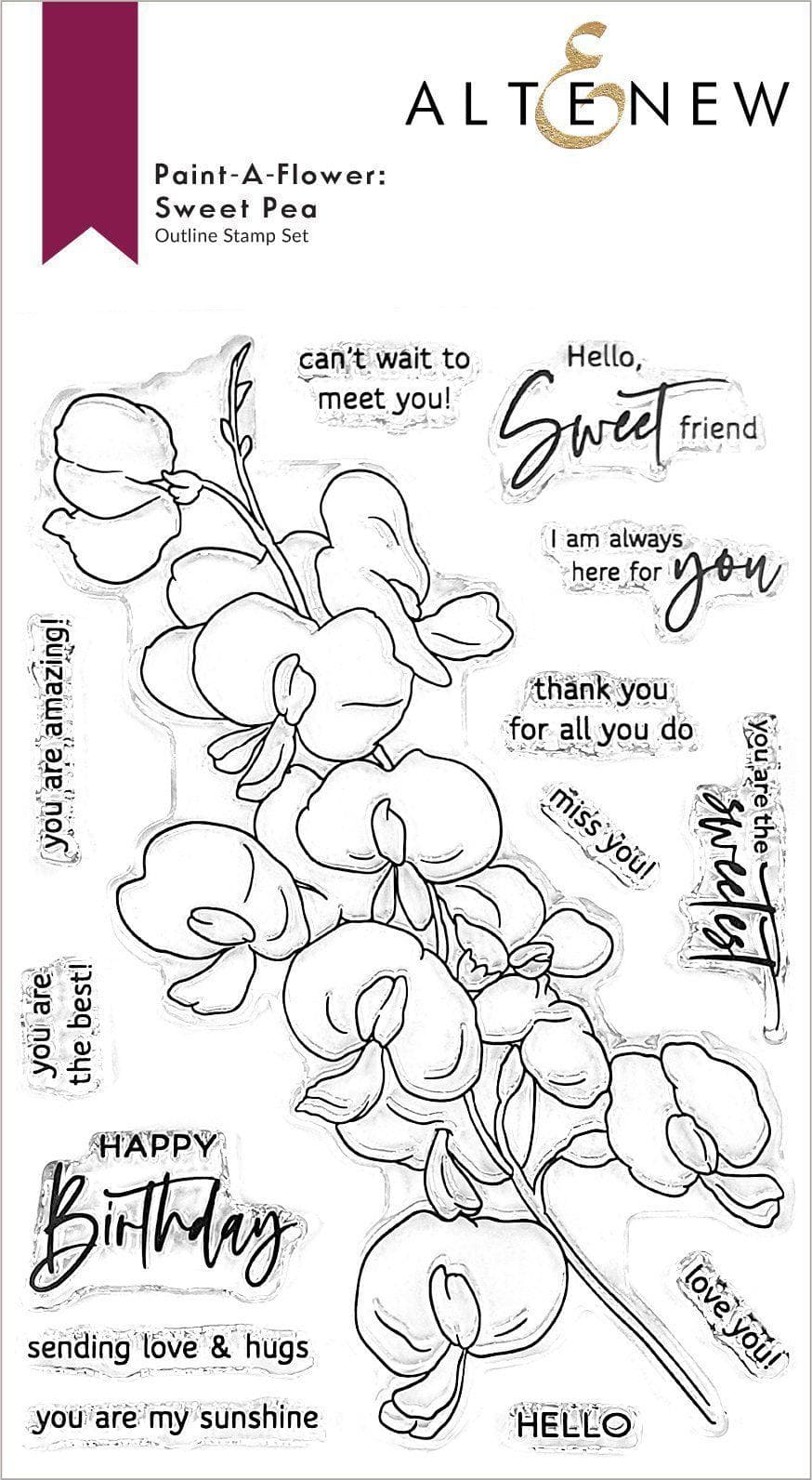 Clear Stamps Paint-A-Flower: Sweet Pea Outline Stamp Set