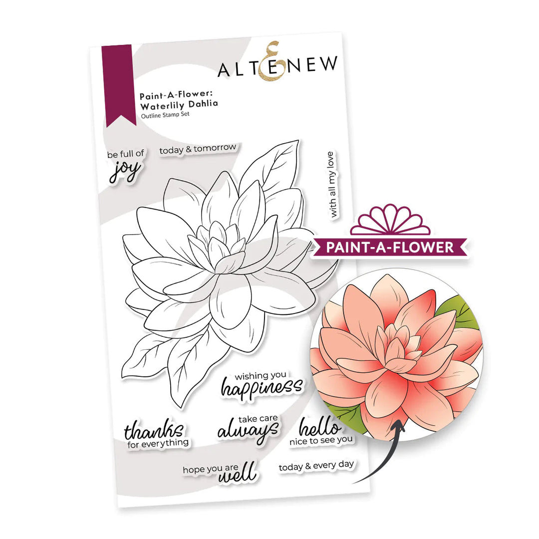 Clear Stamps Paint-A-Flower: Waterlily Dahlia Outline Stamp Set