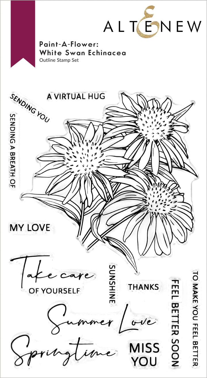 Clear Stamps Paint-A-Flower: White Swan Echinacea Outline Stamp Set