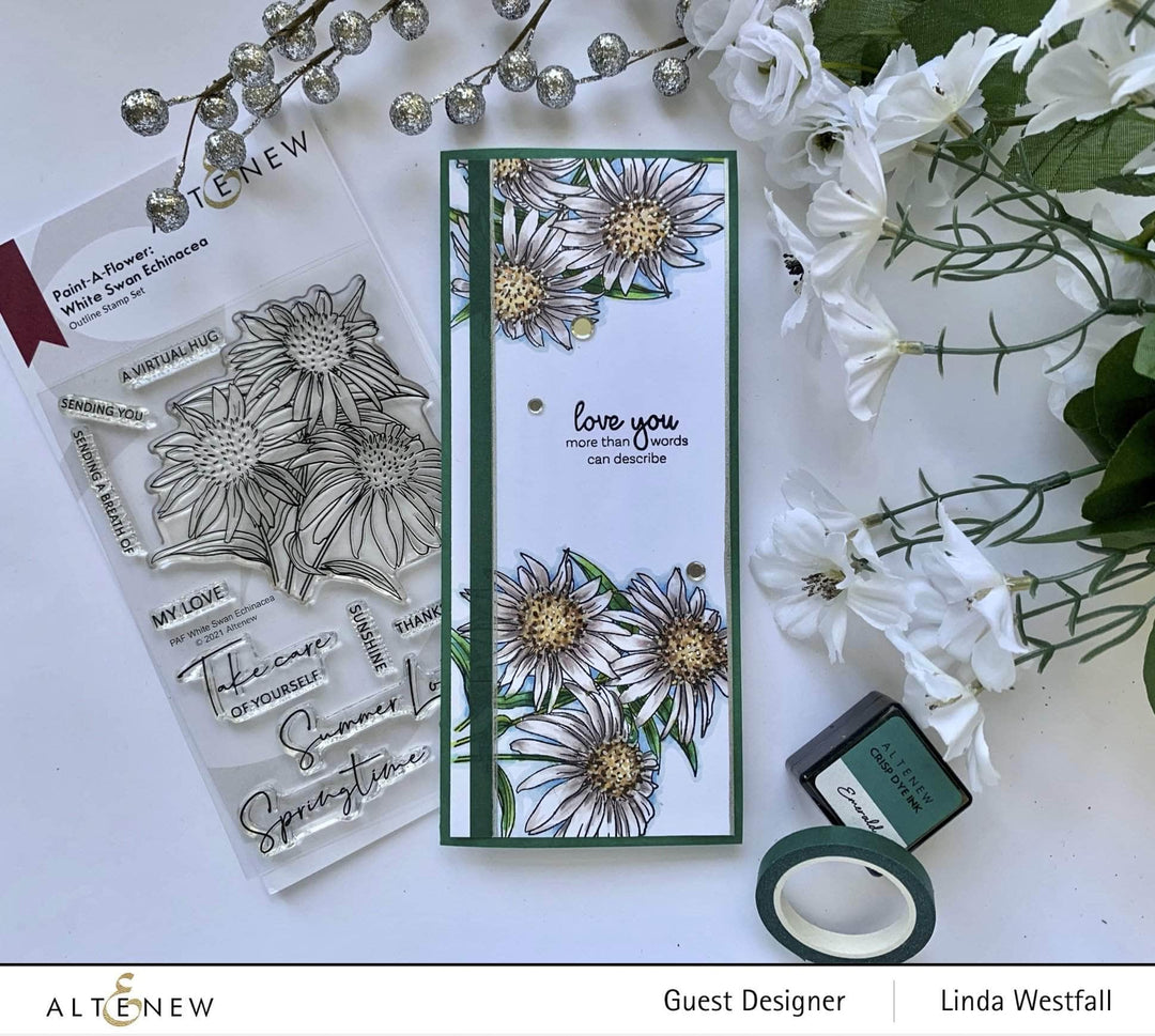 Clear Stamps Paint-A-Flower: White Swan Echinacea Outline Stamp Set