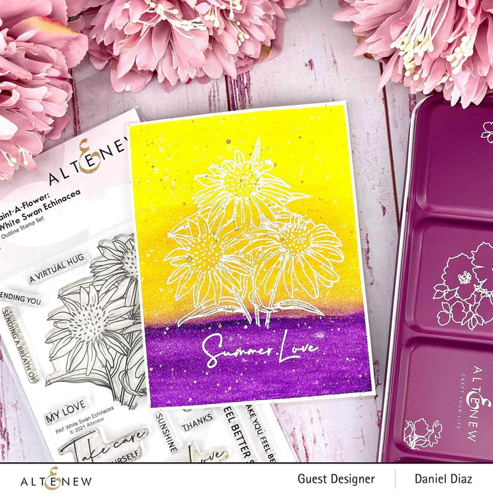 Clear Stamps Paint-A-Flower: White Swan Echinacea Outline Stamp Set