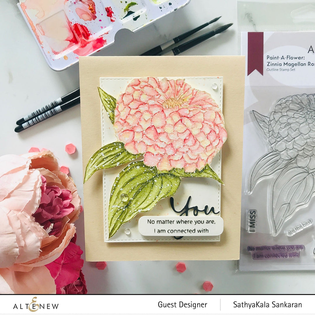 Clear Stamps Paint-A-Flower: Zinnia Magellan Rose Outline Stamp Set