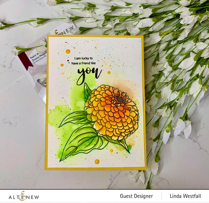 Clear Stamps Paint-A-Flower: Zinnia Magellan Rose Outline Stamp Set