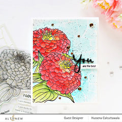 Clear Stamps Paint-A-Flower: Zinnia Magellan Rose Outline Stamp Set
