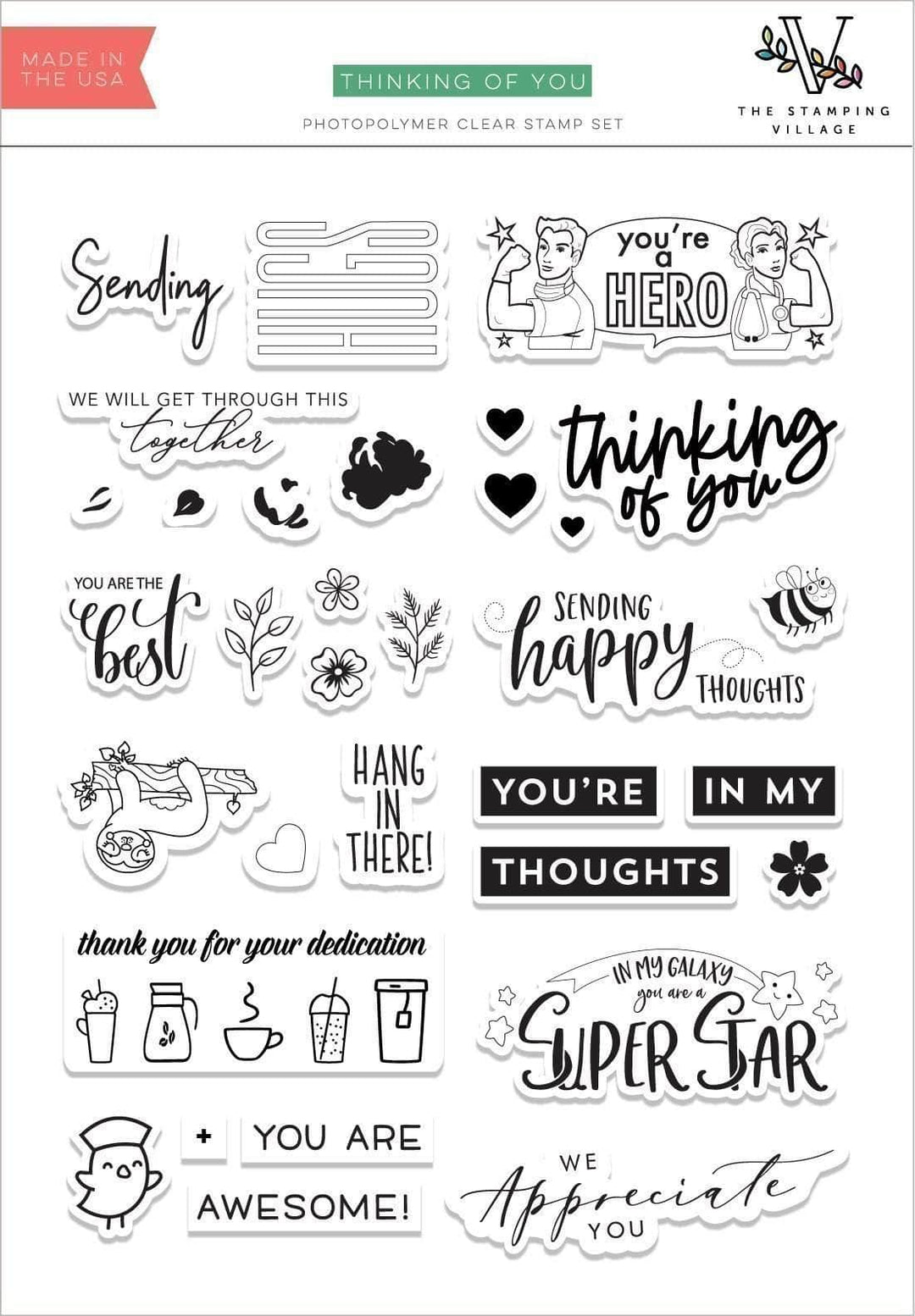 Clear Stamps Thinking of You Stamp Set by The Stamping Village