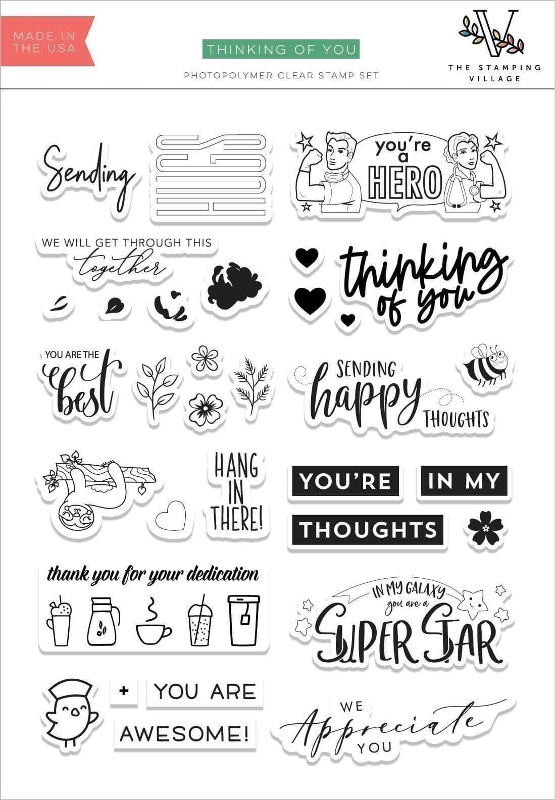 Clear Stamps Thinking of You Stamp Set by The Stamping Village