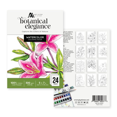 Coloring Book Botanical Elegance: Capture the Colors of Nature Watercolor Coloring Book