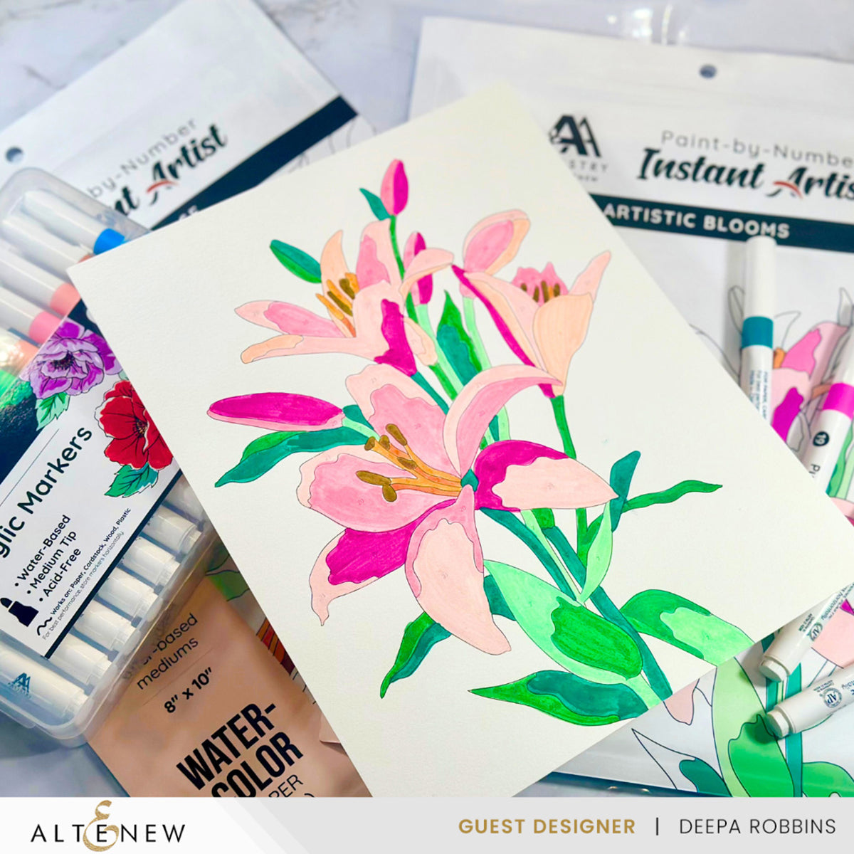 Coloring Book Paint-by-Number: Instant Artist - Artistic Blooms (4 Sheets)