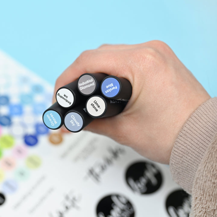 Decals Mini Blending Brush Label Set - All Crisp Dye Ink Colors (2 Sheets)