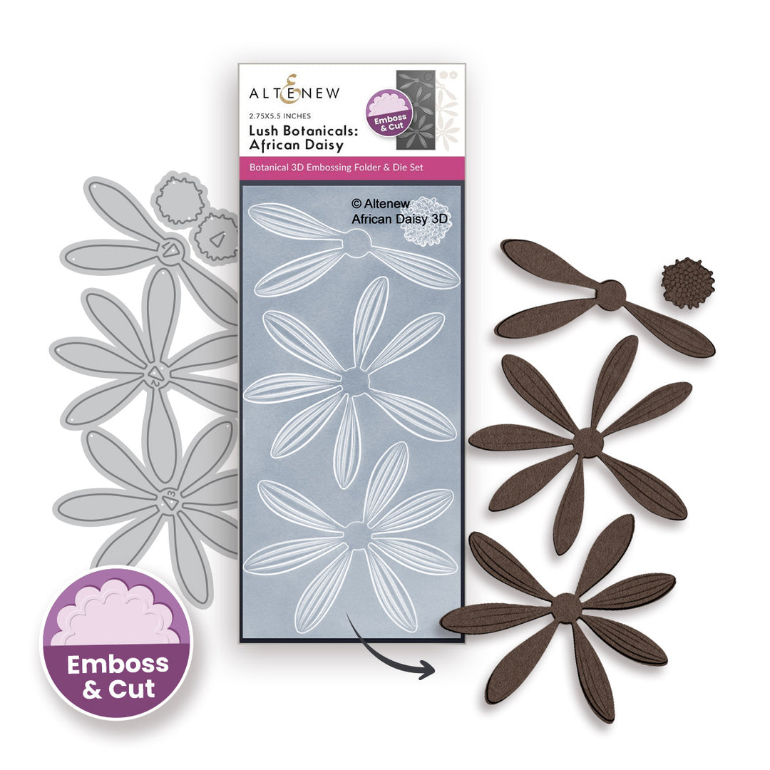 Die & Embossing Folder Bundle Lush Botanicals: African Daisy 3D Embossing Folder & Die Set