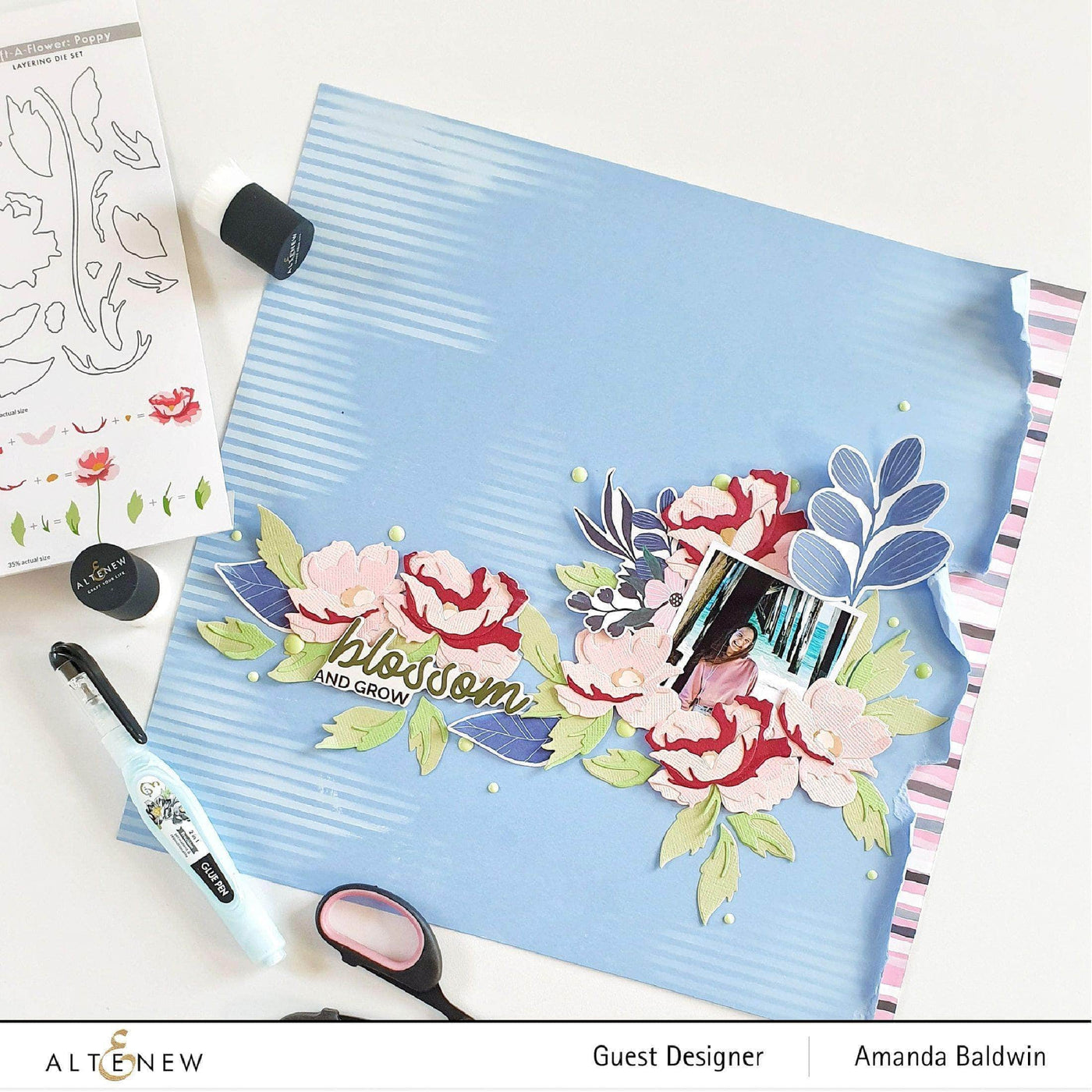 Die & Paper Bundle Craft-A-Flower: Poppy Layering Die Set & Gradient Cardstock Bundle