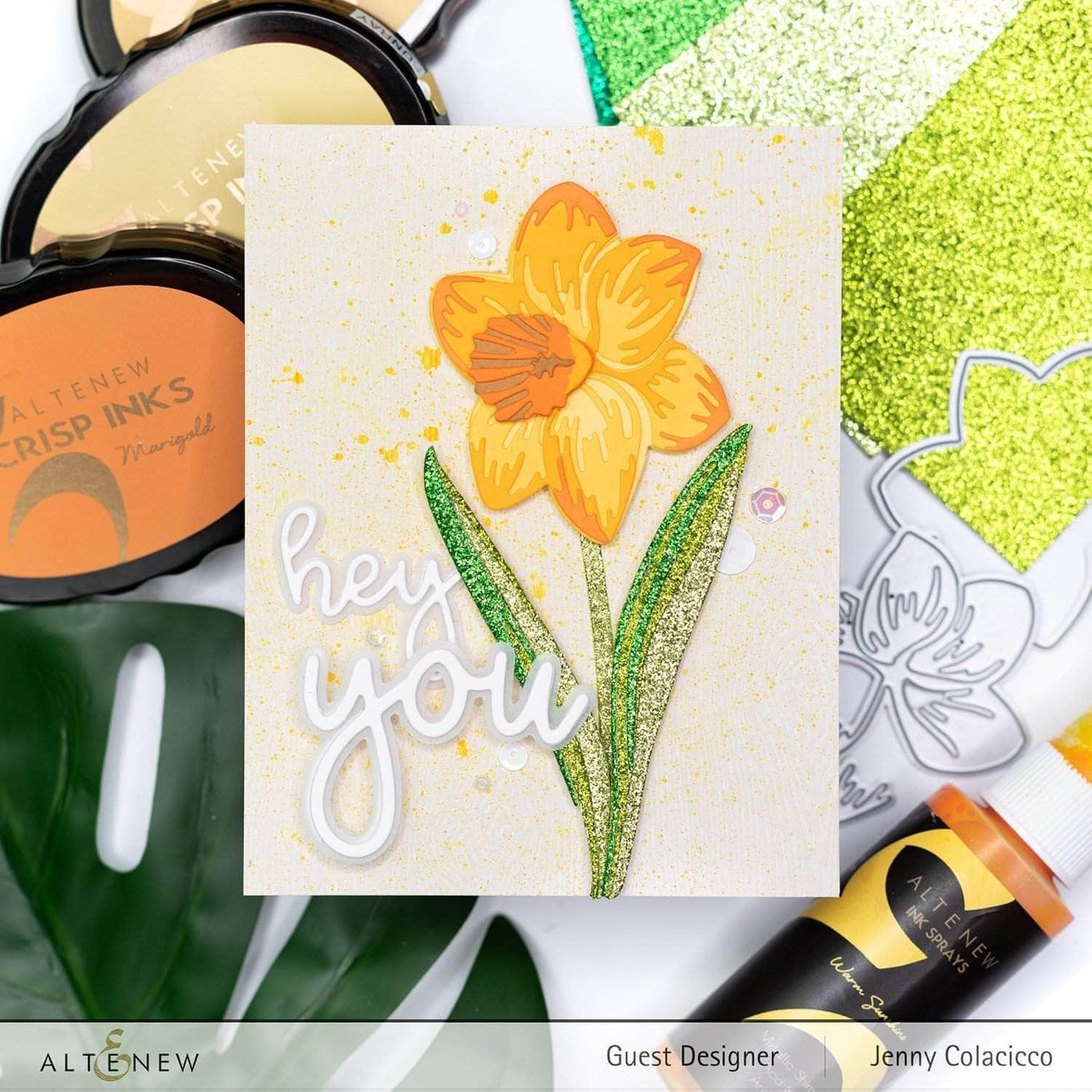 Die & Paper Bundle Floral Dazzle Glitter Gradient Cardstock & Die Cutting Bundle