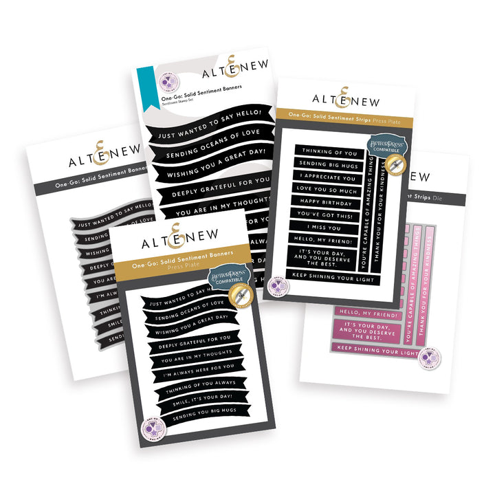 Die & Stamp & Betterpress Plate Bundle Solid Sentiments Starter Bundle