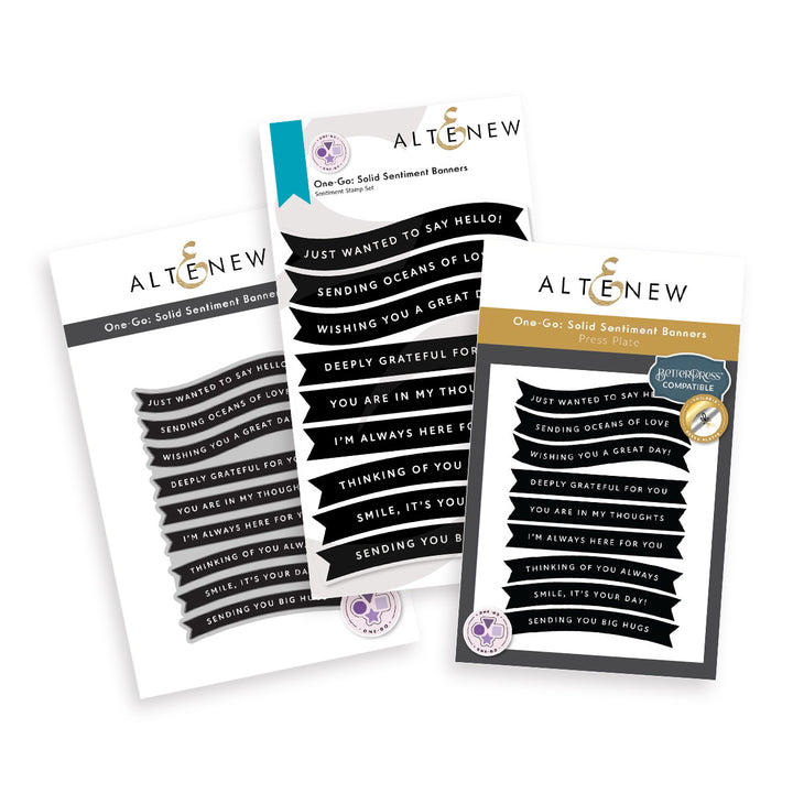 Die & Stamp & Betterpress Plate Bundle Solid Sentiments Starter Bundle