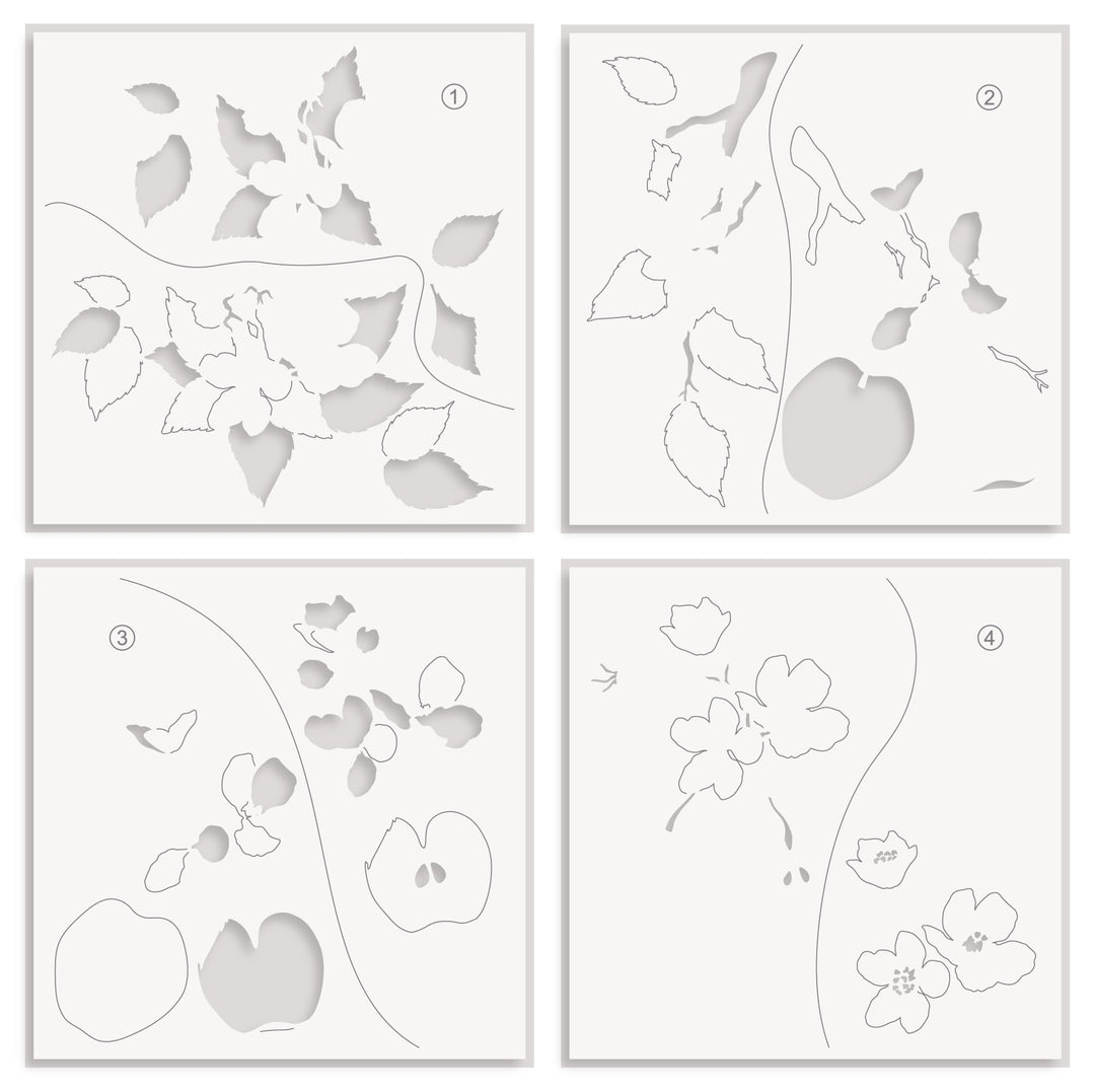 DIe & Stencil & Betterpress Plate Bundle Blossoming Apple