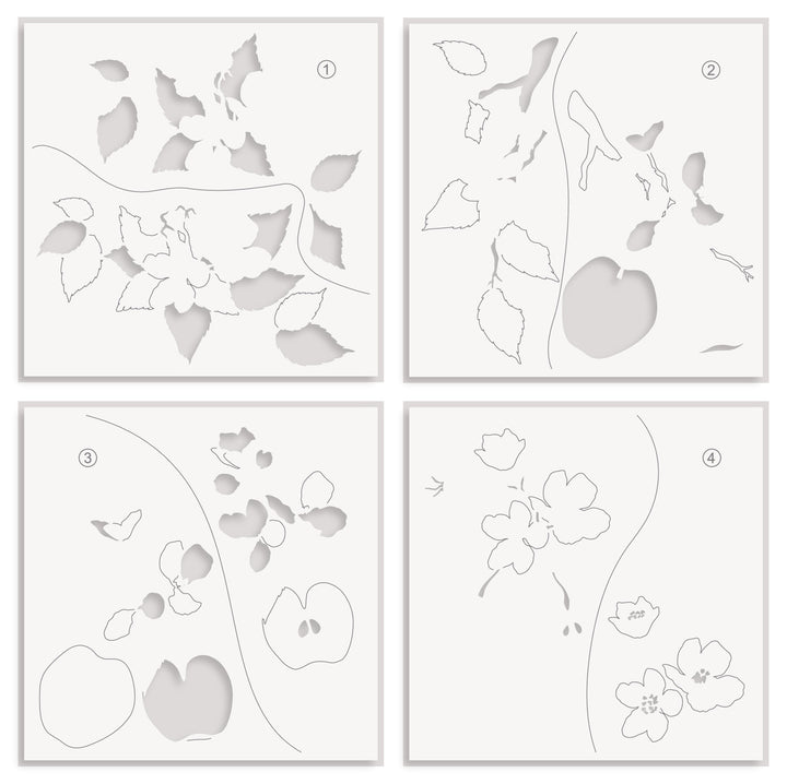 DIe & Stencil & Betterpress Plate Bundle Blossoming Apple