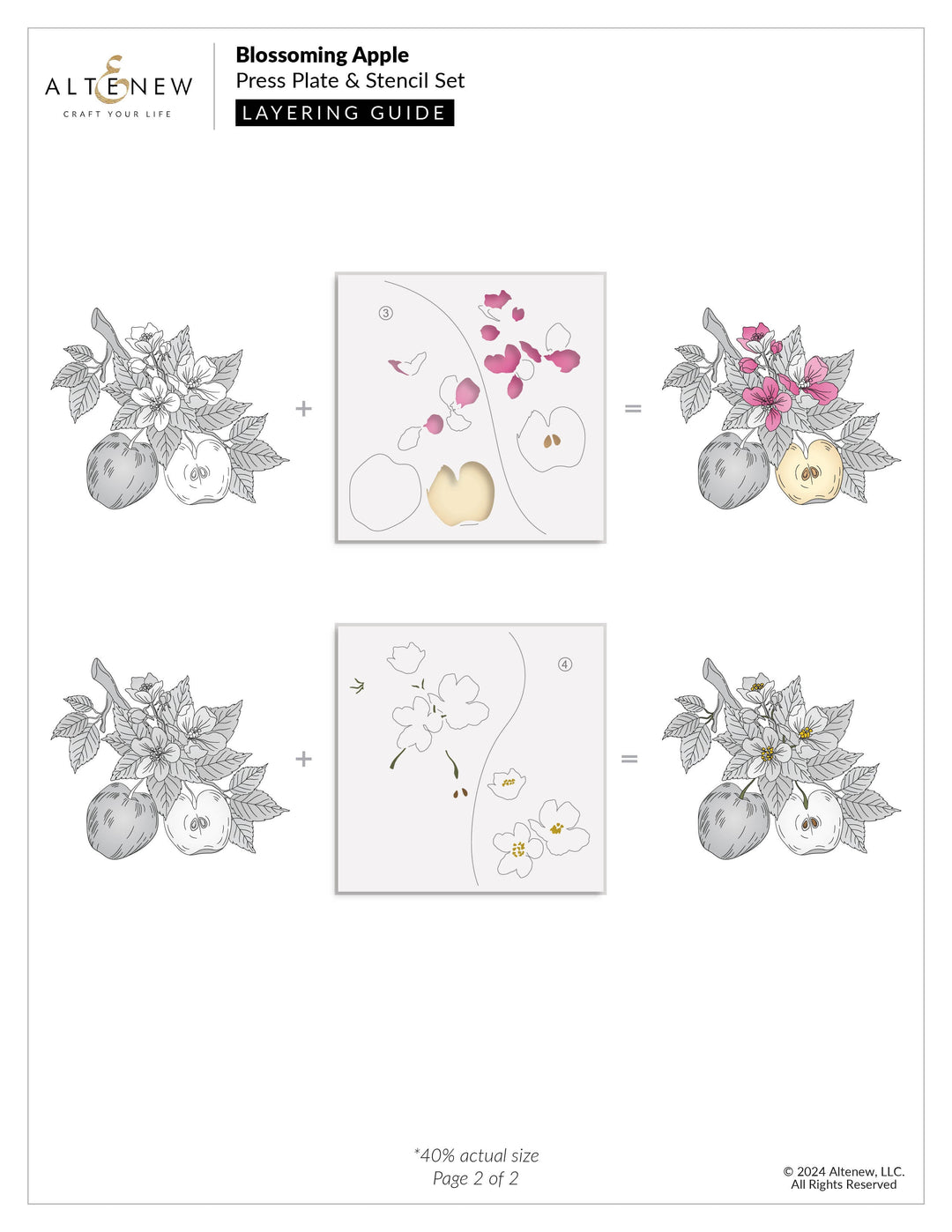 DIe & Stencil & Betterpress Plate Bundle Blossoming Apple