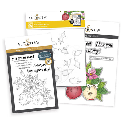 DIe & Stencil & Betterpress Plate Bundle Blossoming Apple