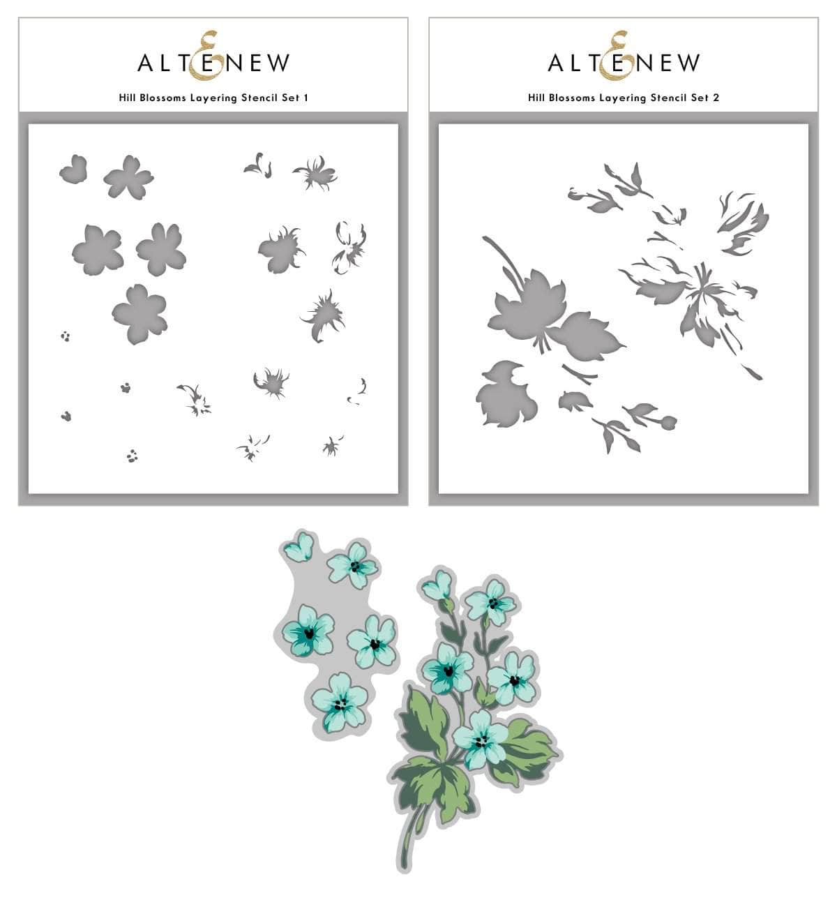 Die & Stencil Bundle Hill Blossoms Layering Stencil & Die Bundle