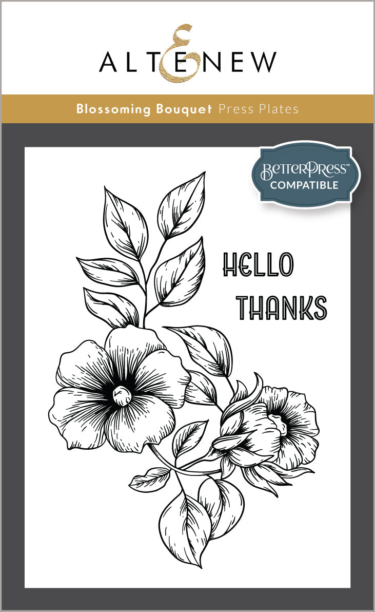 Die & Stencil & Embossing Folder & Betterpress Plate Bundle Blossoming Bouquet