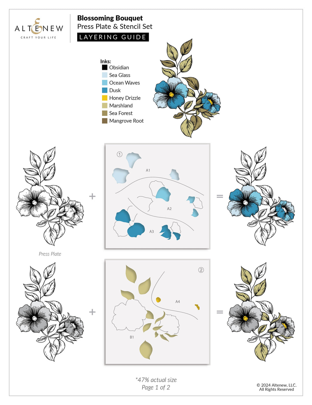 Die & Stencil & Embossing Folder & Betterpress Plate Bundle Blossoming Bouquet