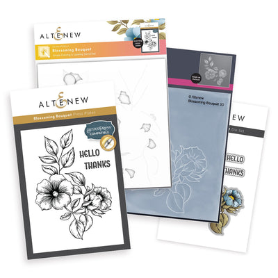 Die & Stencil & Embossing Folder & Betterpress Plate Bundle Blossoming Bouquet