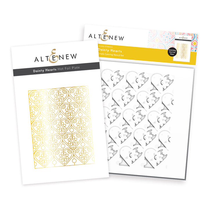 Die & Stencil & Hot Foil Plate Bundle Dainty Hearts