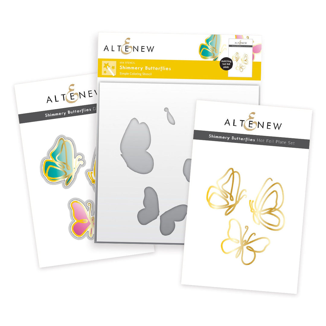 Die & Stencil & Hot Foil Plate Bundle Shimmery Butterflies