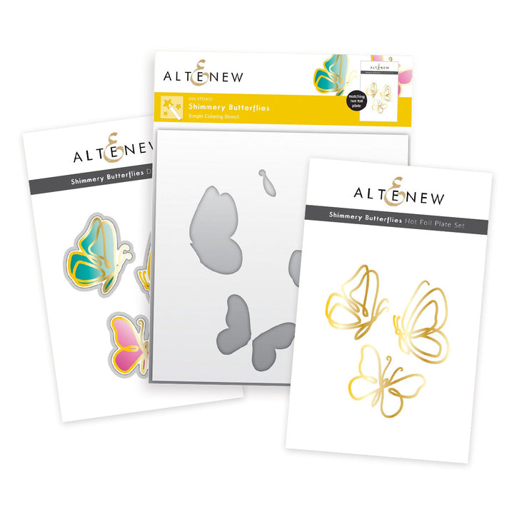 Die & Stencil & Hot Foil Plate Bundle Shimmery Butterflies