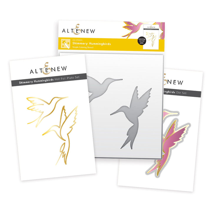 Die & Stencil & Hot Foil Plate Bundle Shimmery Hummingbirds