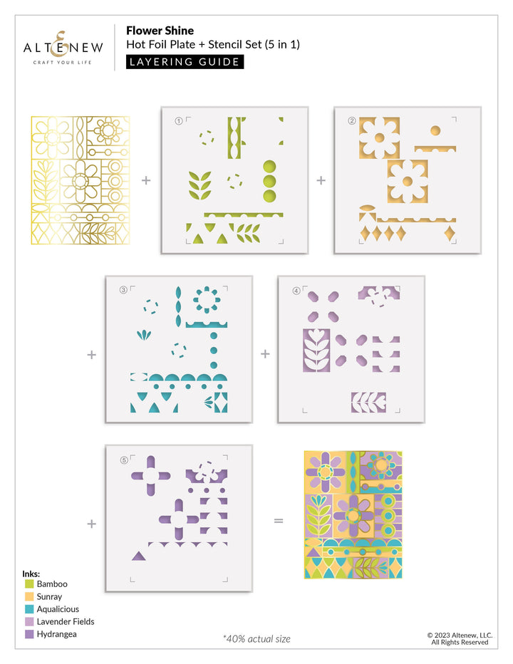 Die & Stencil & Hot Foil Plate & Enamel Elements Bundle Flower Shine