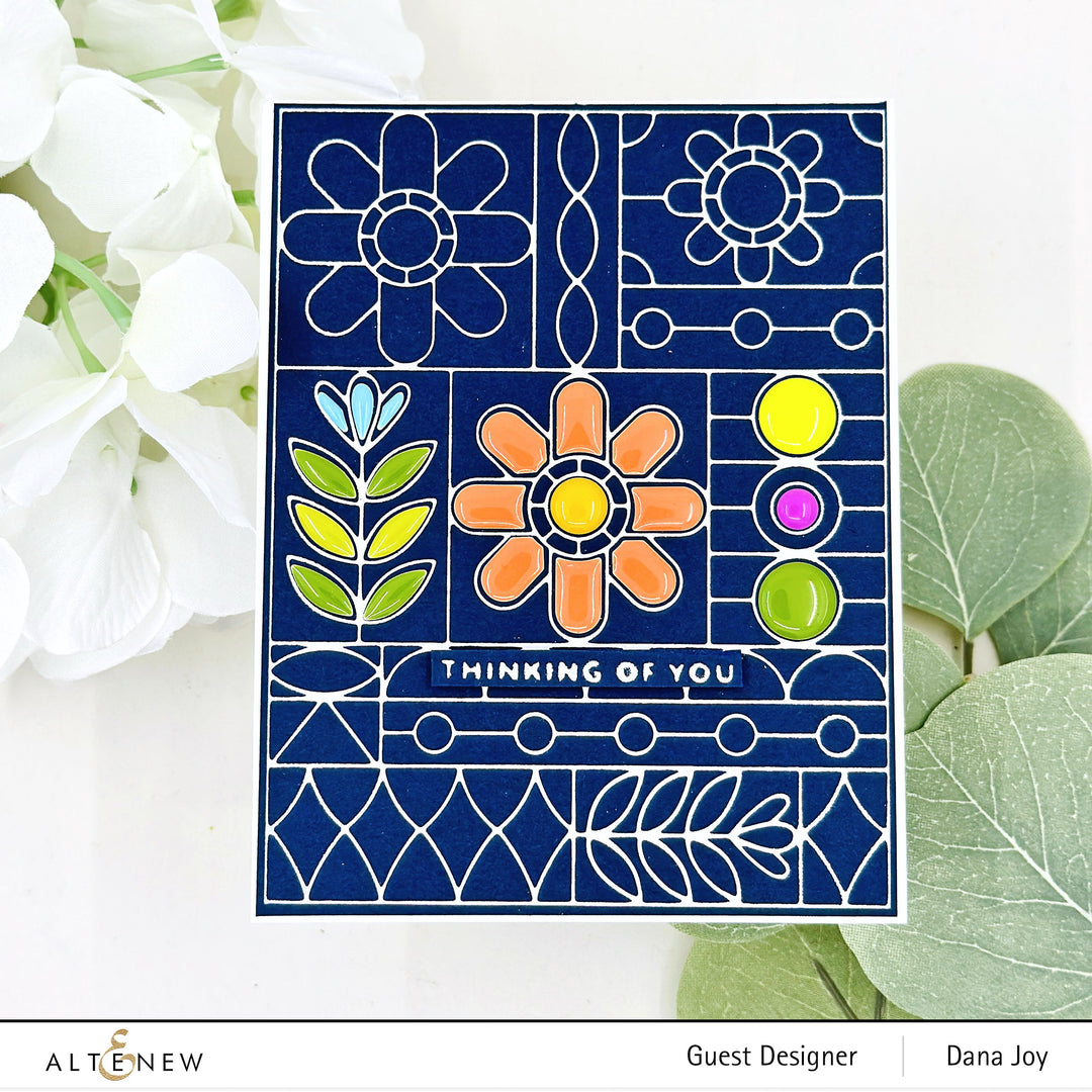 Die & Stencil & Hot Foil Plate & Enamel Elements Bundle Flower Shine