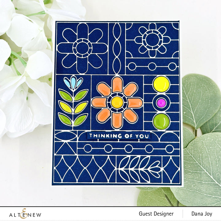 Die & Stencil & Hot Foil Plate & Enamel Elements Bundle Flower Shine