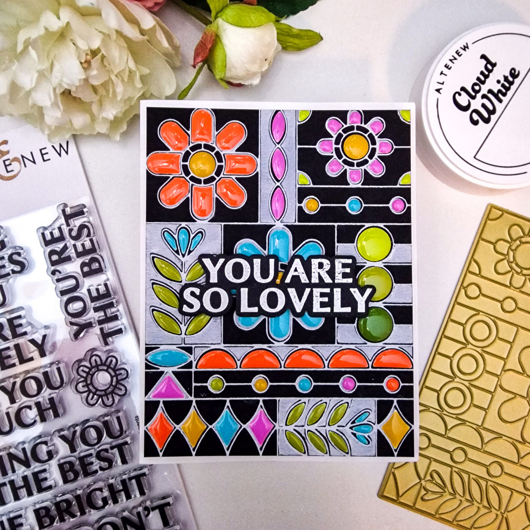 Die & Stencil & Hot Foil Plate & Enamel Elements Bundle Flower Shine