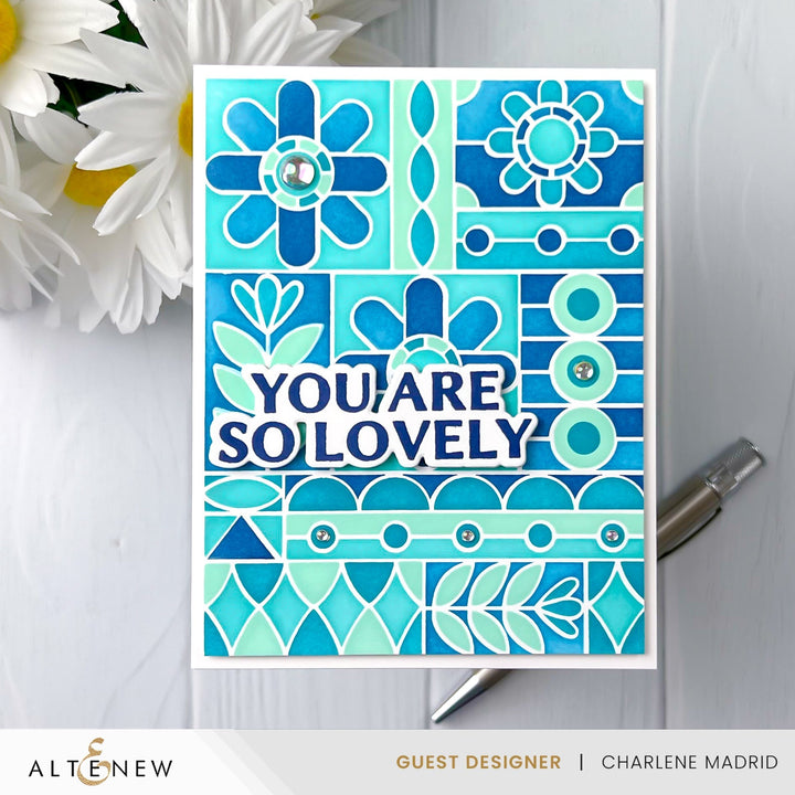 Die & Stencil & Hot Foil Plate & Enamel Elements Bundle Flower Shine