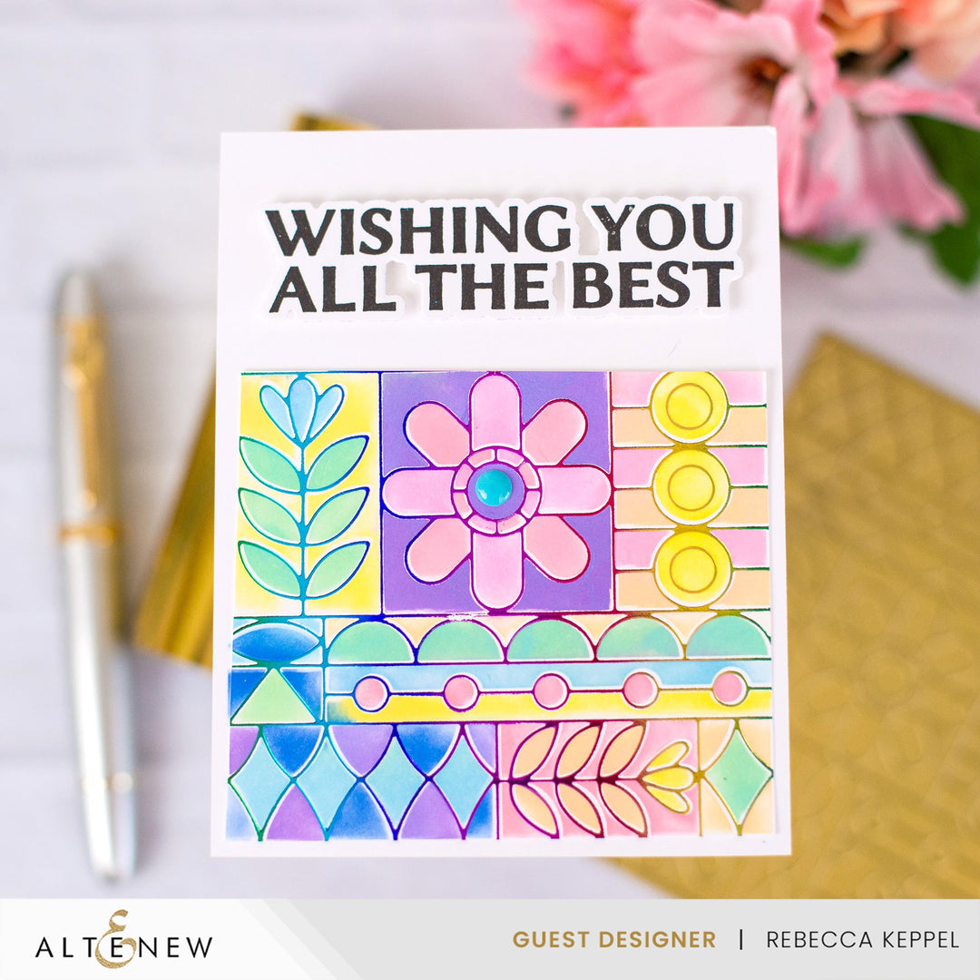 Die & Stencil & Hot Foil Plate & Enamel Elements Bundle Flower Shine