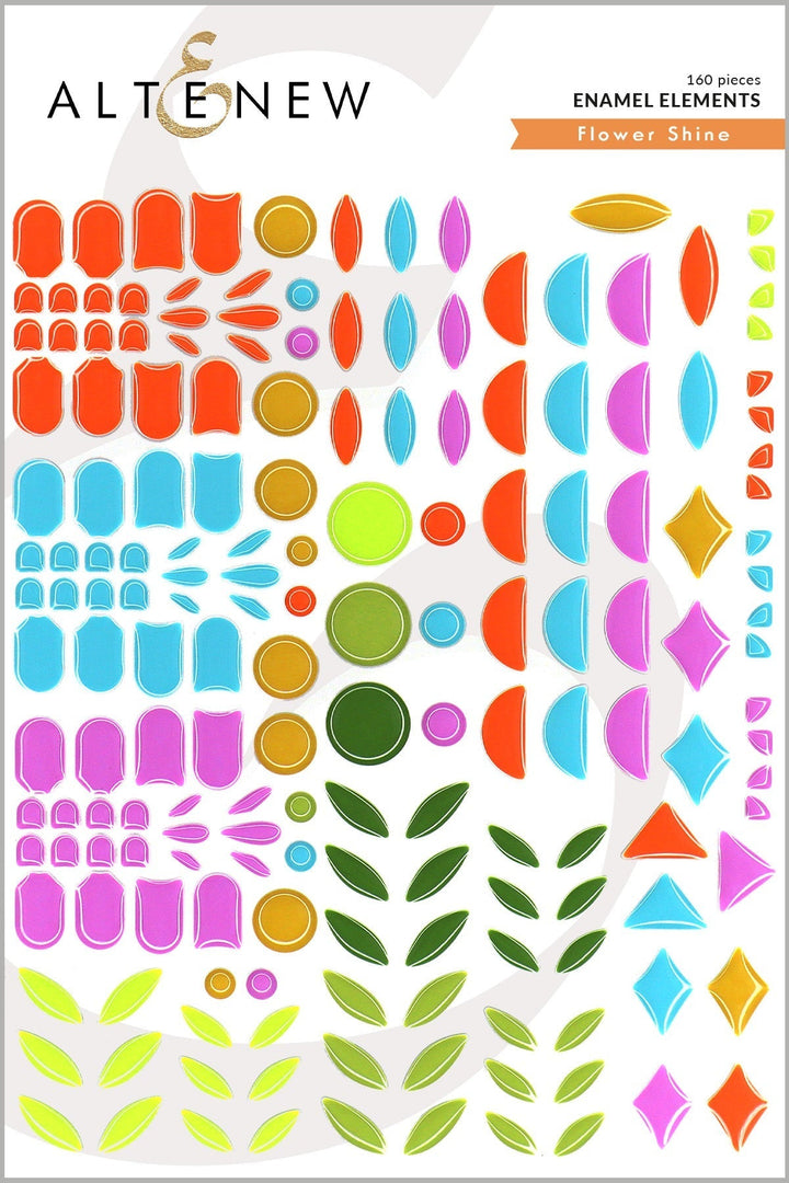 Die & Stencil & Hot Foil Plate & Enamel Elements Bundle Flower Shine
