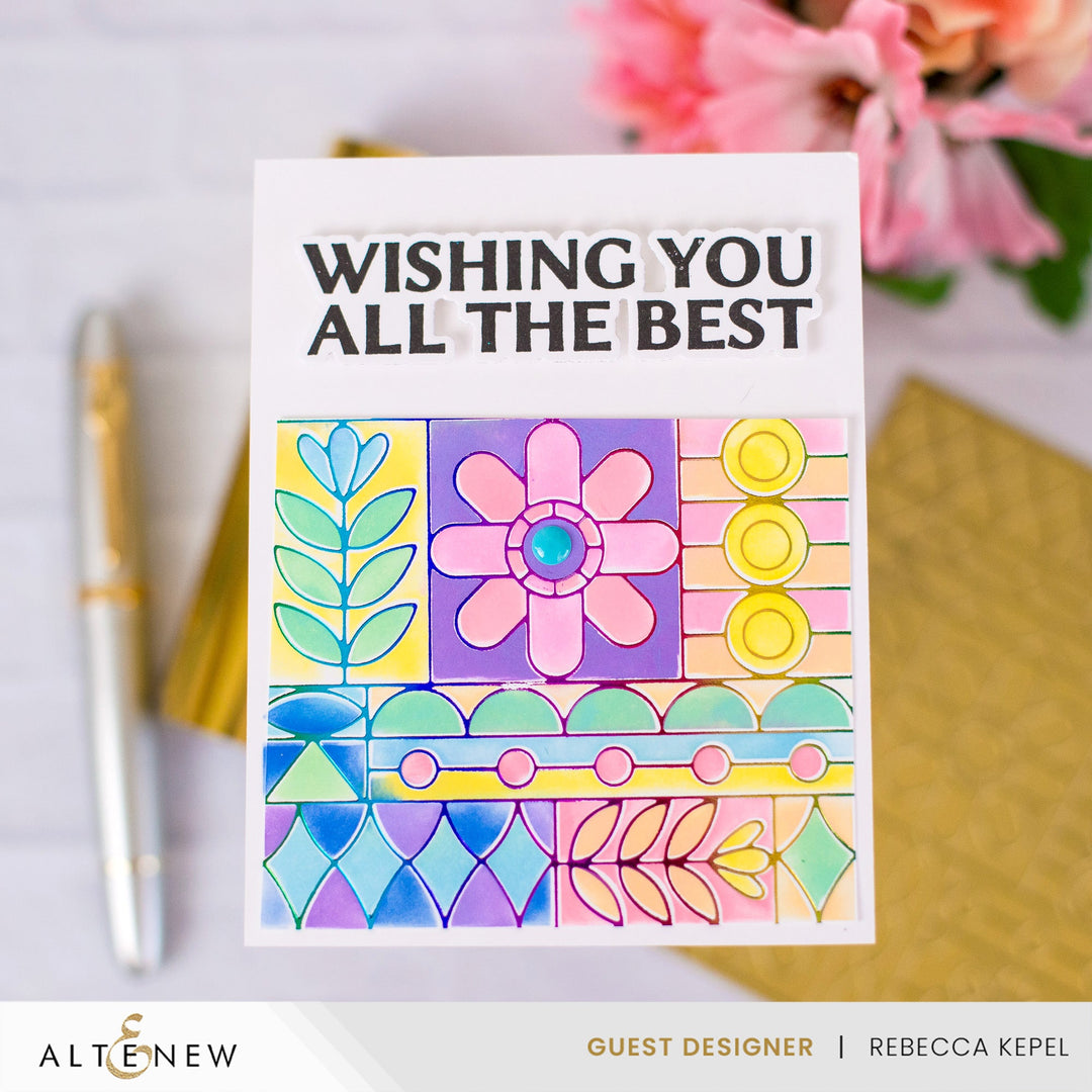 Die & Stencil & Hot Foil Plate & Enamel Elements Bundle Flower Shine