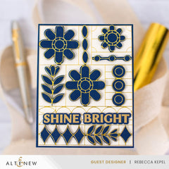 Die & Stencil & Hot Foil Plate & Enamel Elements Bundle Flower Shine
