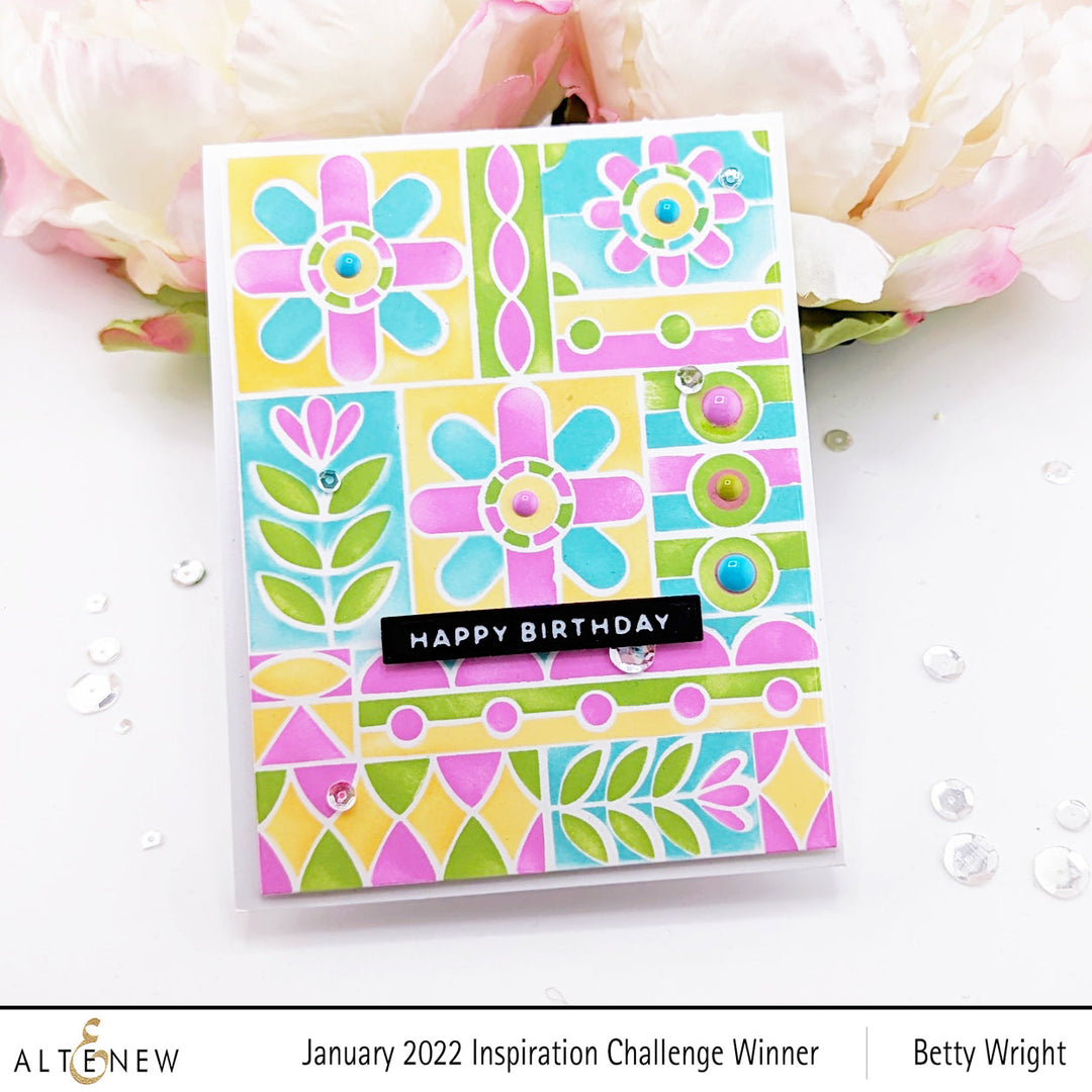 Die & Stencil & Hot Foil Plate & Enamel Elements Bundle Flower Shine