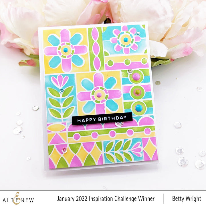 Die & Stencil & Hot Foil Plate & Enamel Elements Bundle Flower Shine