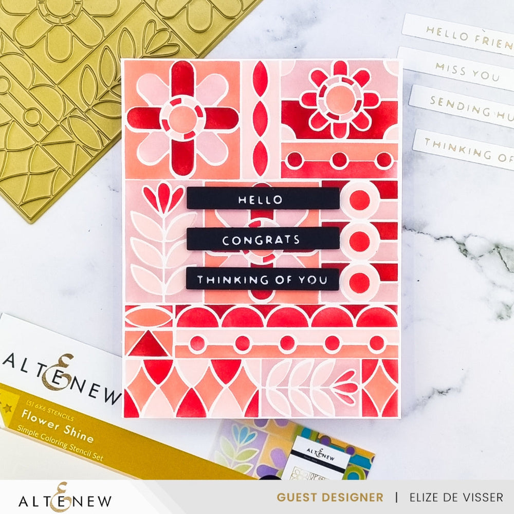 Die & Stencil & Hot Foil Plate & Enamel Elements Bundle Flower Shine