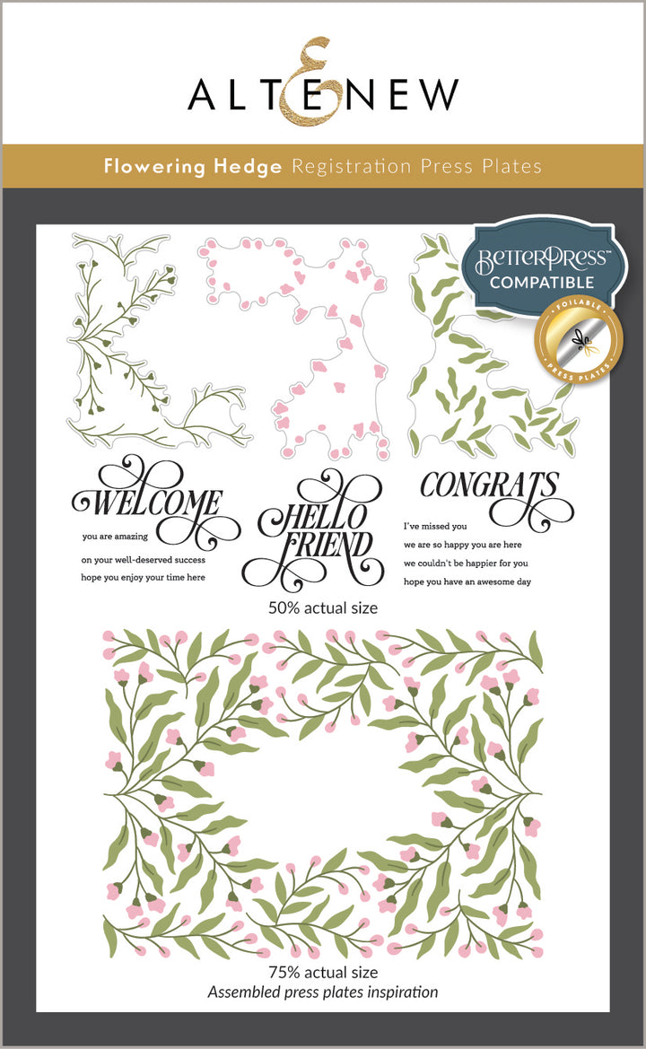 Dies & Betterpress Plate Bundle Flowering Hedge