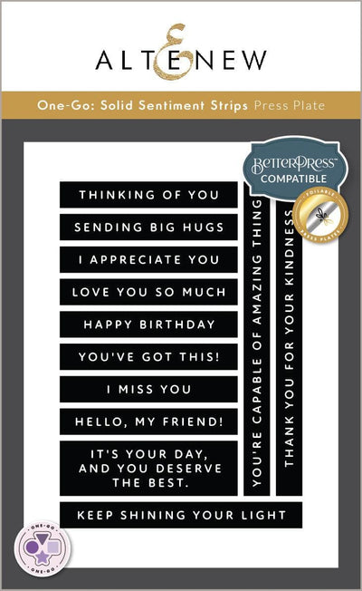 Dies & Betterpress Plate Bundle One-Go: Solid Sentiment Strips