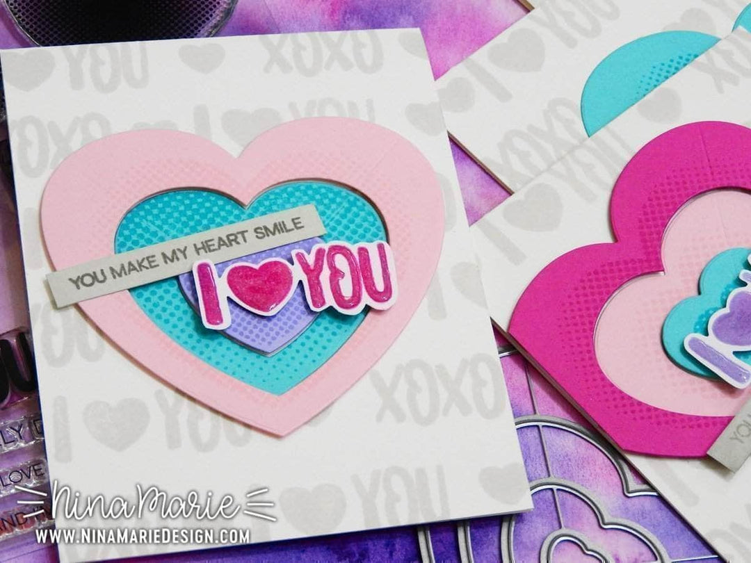 Dies Halftone Hearts Nesting Die Set