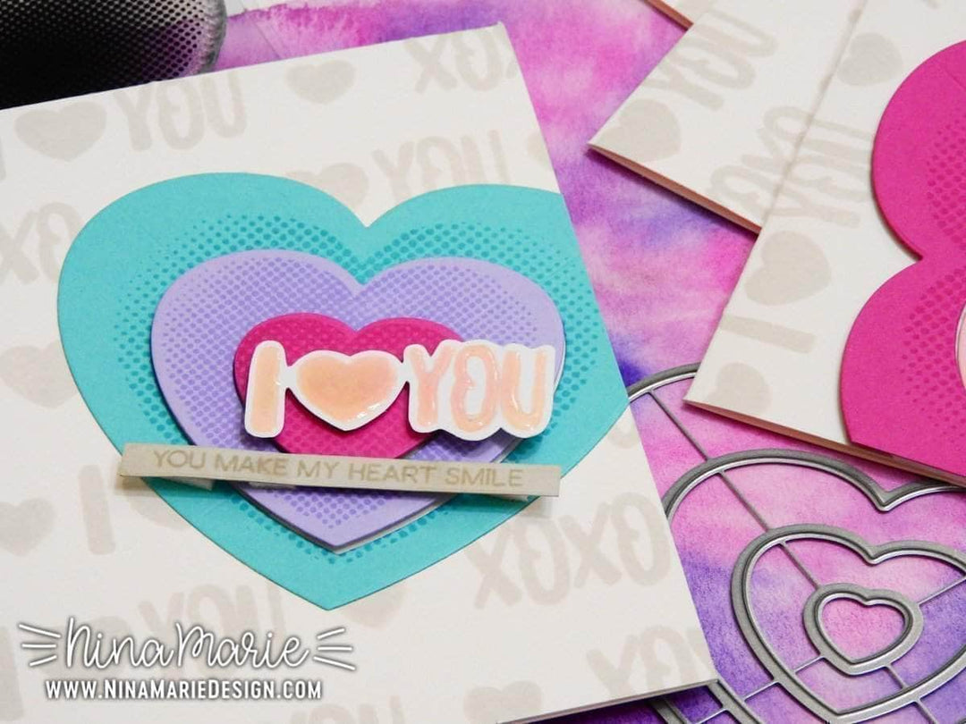 Dies Halftone Hearts Nesting Die Set