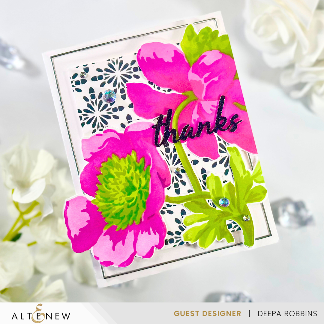 Dies Stencil Art: White Cap Peonies Add-On Die